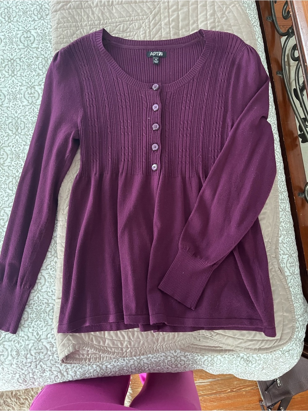 Apt. 9 Deep Plum Ribbed Button-Front Knit Top